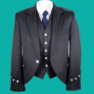 CELTIC PRO Scottish Argyle Kilt Jacket Vest Celtic Waistcoat Size 38 Formal Wear